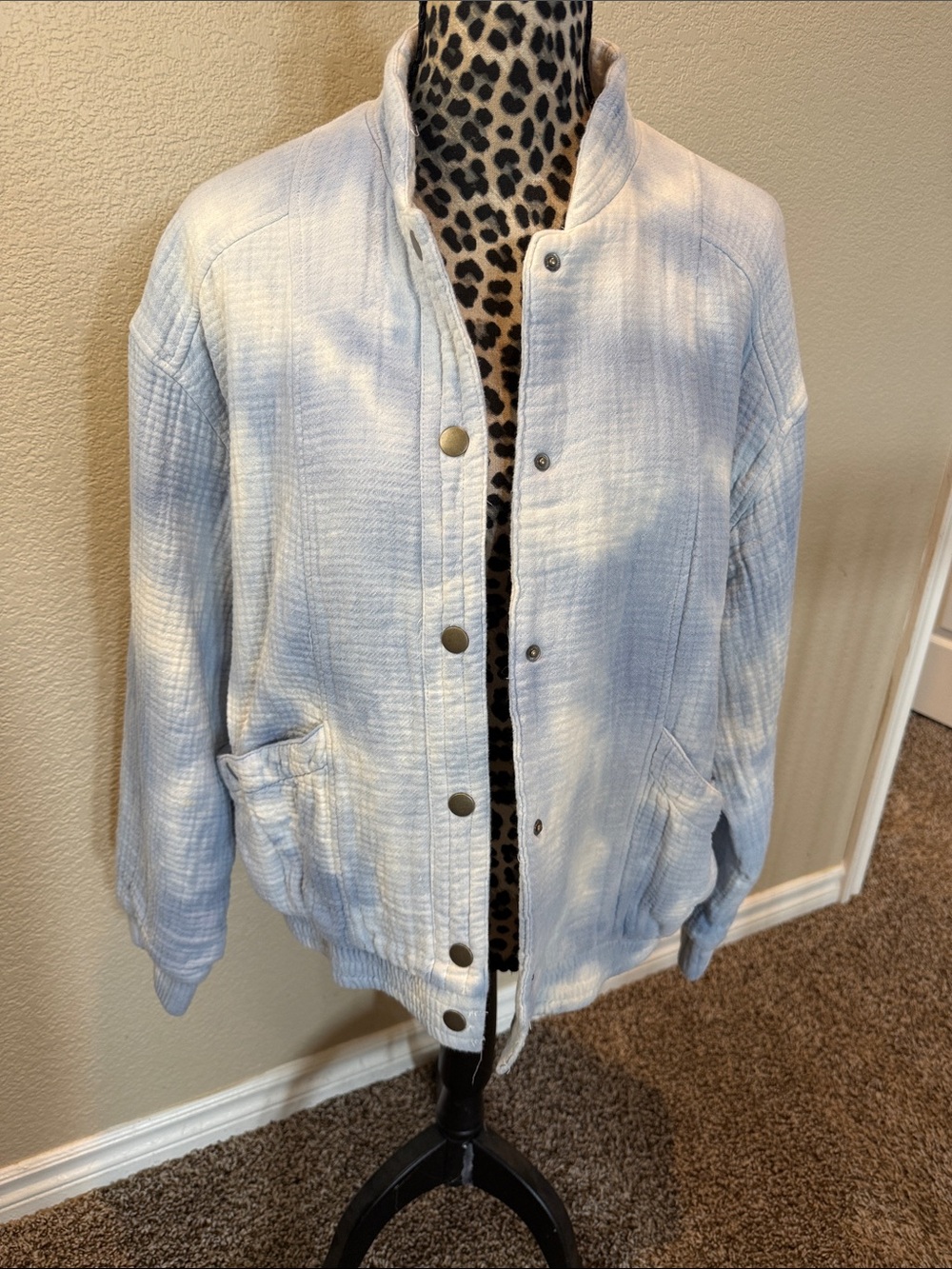 Universal Thread Light Blue Washed Bomber Jacket